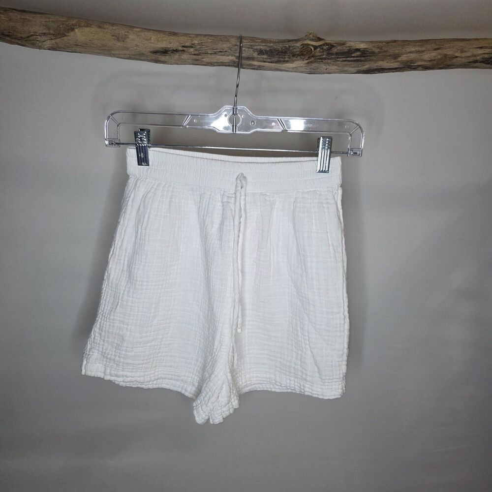 Goa Beachwear Women's White Cotton Drawstring Elastic Waist Shorts Size XS